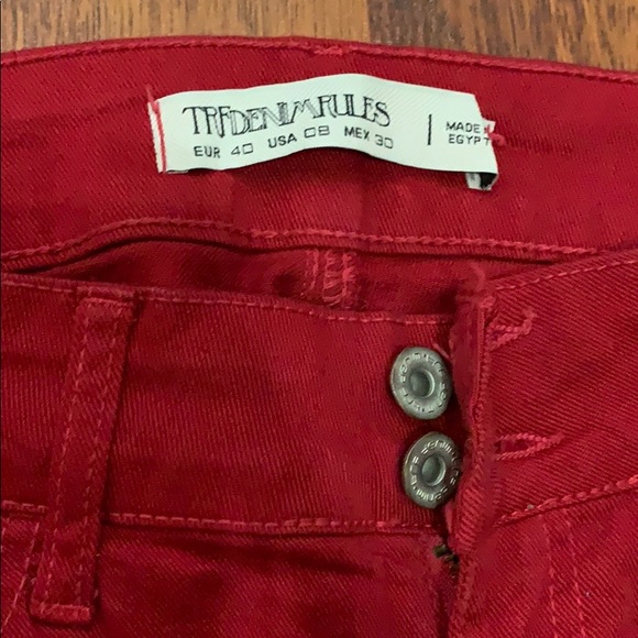 Red TRF Denim Rules flair jeans - Picture 3 of 5
